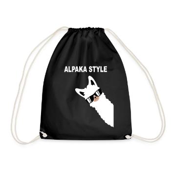 Funny alpaca design alpaca style saying - Drawstring Bag - black - Front