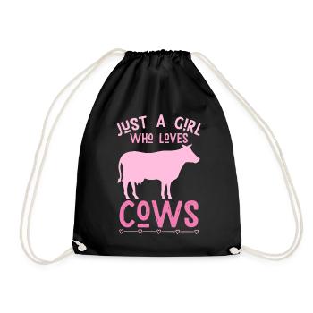 Just a girl who loves cows - Bauerin - Turnbeutel - Schwarz - Vorne