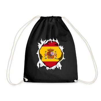 Spain flag on chest España Spain gift - Drawstring Bag - black - Front