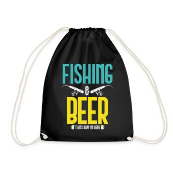 angeln fishing fischen fischer angler fisch - Turnbeutel - Schwarz - Vorne