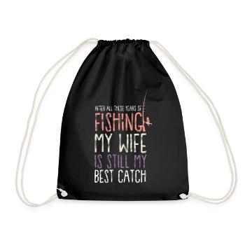 angeln fishing fischen fischer angler fisch - Turnbeutel - Schwarz - Vorne