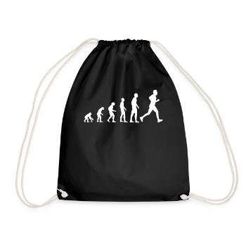 Jogging Laufen Läufer Evolution Lustig Geschenk - Turnbeutel - Schwarz - Vorne