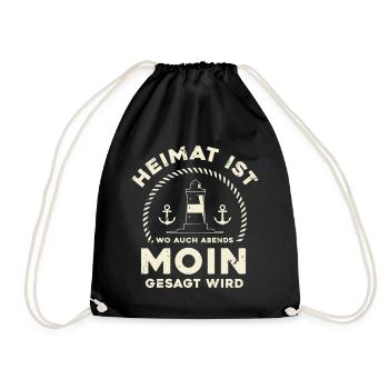 Heimat ist wo man auch Abends Moin gesagt wird | N - Turnbeutel - Schwarz - Vorne