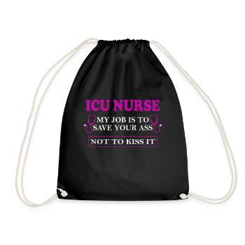 ICU Nurse Krankenschwester Lustiger Spruch - Turnbeutel - Schwarz - Vorne