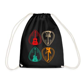 Vintage Guitar Pick Guitarist Gift - Drawstring Bag - black - Front