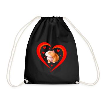 Coeur avec hamster mignon - Sac de sport léger - noir - Devant