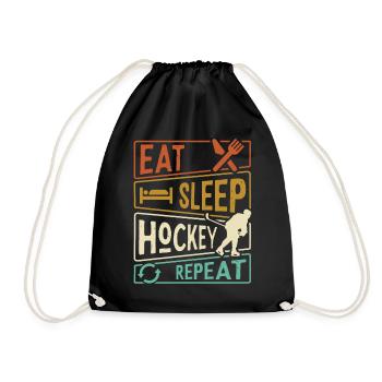 Eat Sleep Hockey Repeat - Hockey player - Drawstring Bag - black - Front