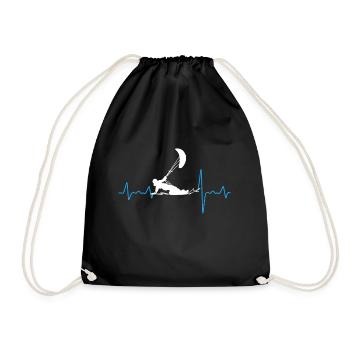 Heartbeat pulse kiting gift for kite friends - Drawstring Bag - black - Front