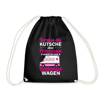 Sanitäterin Notärztin Rettungsdienst Geschenk - Turnbeutel - Schwarz - Vorne