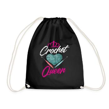 Crochet queen - Drawstring Bag - black - Front