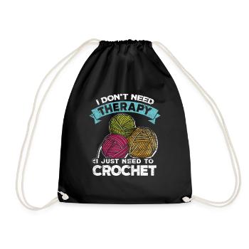 Crochet wool thread relaxation - Drawstring Bag - black - Front