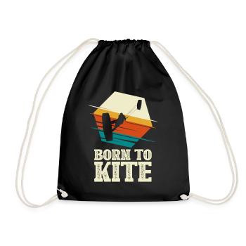 Born to kite - kitesurfer kitesurfing - Drawstring Bag - black - Front