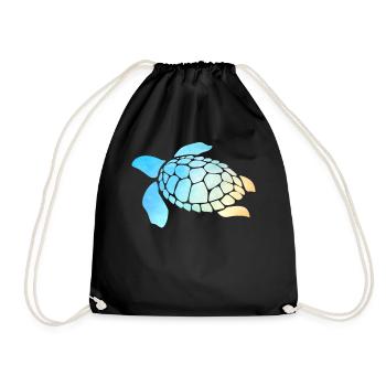 Sea Turtle Watercolor Blue - Drawstring Bag - black - Front