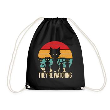 Drôle de chats vintage rétro chat noir - Sac de sport léger - noir - Devant
