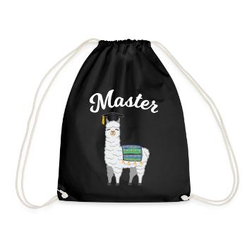 Master Studium Abschluss Lama Alpaka Geschenk - Turnbeutel - Schwarz - Vorne