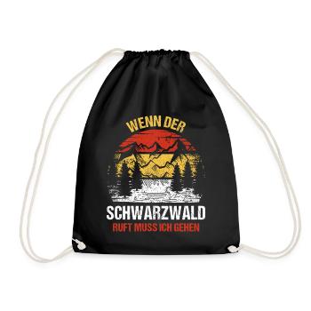 Schwarzwald Schwarzwälder Geschenk - Turnbeutel - Schwarz - Vorne