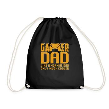 Gamer DAD Father's Day gamer, best gaming dad - Drawstring Bag - black - Front