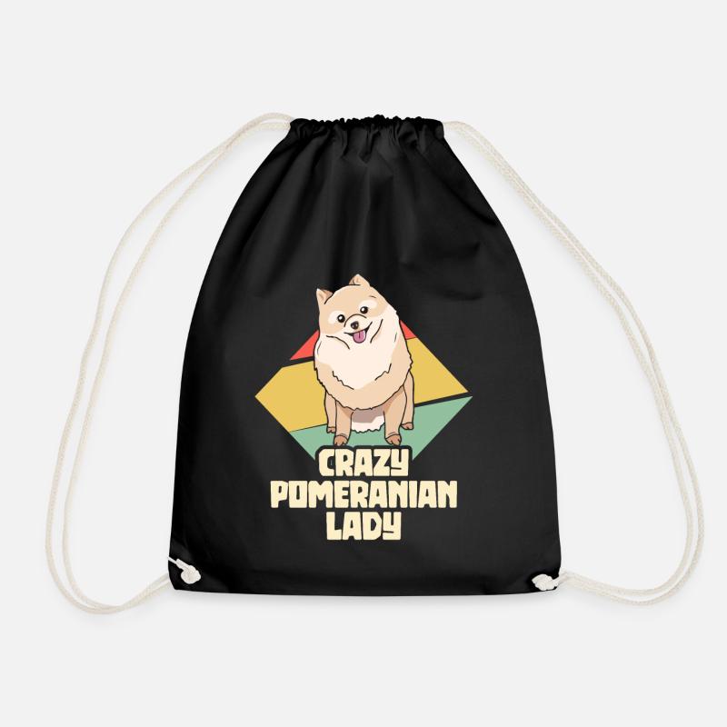 Crazy Pomeranian Lady - Zwergspitz Pom - Turnbeutel - Schwarz