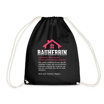 Bauherrin Definition Bauleiterin Baustelle - Turnbeutel - Schwarz - Vorne