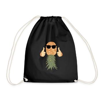 Ananas Cool Lustig - Turnbeutel - Schwarz - Vorne