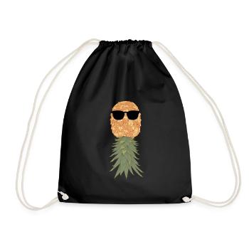 Ananas mit Bart - Turnbeutel - Schwarz - Vorne