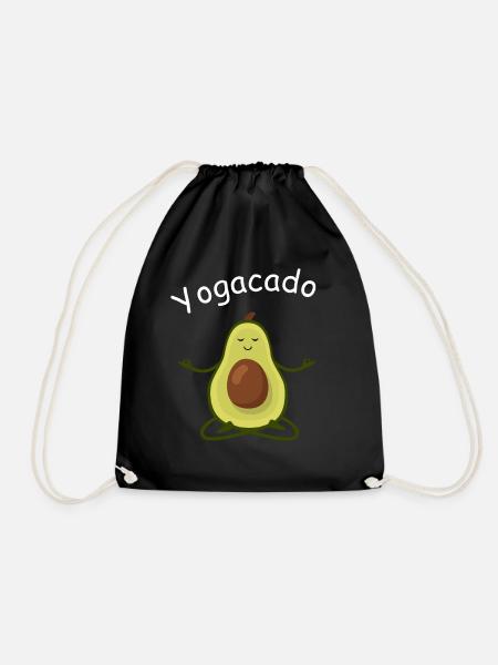 lustiger Spruch Yoga avocado Yogacado Fitness Fun - Turnbeutel - Schwarz