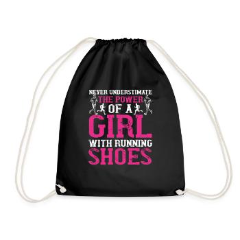 Running jogging running - Drawstring Bag - black - Front