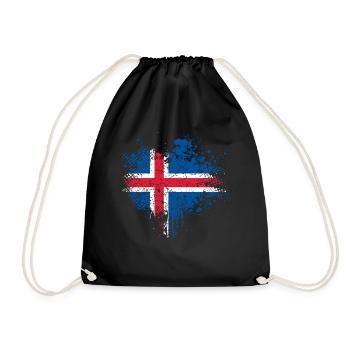 Iceland flag - Drawstring Bag - black - Front
