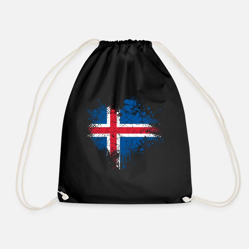 Iceland flag - Drawstring Bag - black