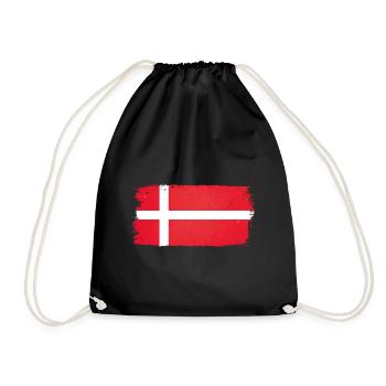 Danish flag in brushstroke - Drawstring Bag - black - Front