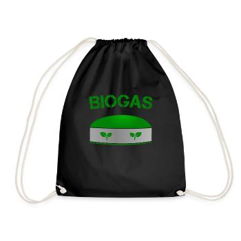 Biogasanlage Landwirt Bauer Geschenk - Turnbeutel - Schwarz - Vorne