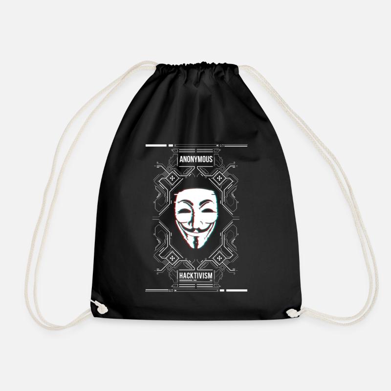 Anonymous Hacker Glitch HACKTIVISM - Turnbeutel - Schwarz