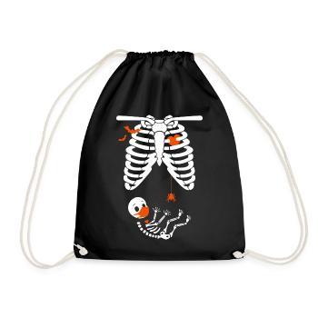 Halloween grossesse drôle bébé squelette femme - Sac de sport léger - noir - Devant