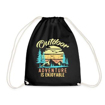 Outdoor Adventure Is Enjoyable Vintage - Drawstring Bag - black - Front