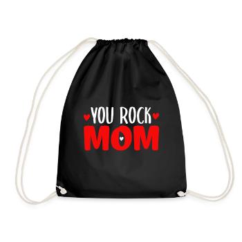 You rock mom - Mutter Muttertag Geschenk - Turnbeutel - Schwarz - Vorne