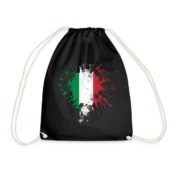Italien Flagge - Turnbeutel - Schwarz - Vorne
