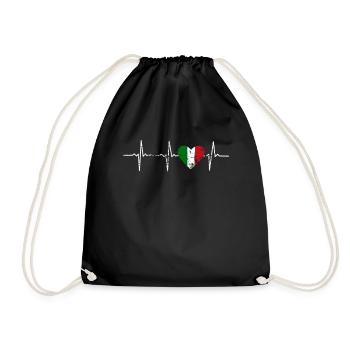 Heartbeat EKG Herzschlag Italien Flagge Geschenk - Turnbeutel - Schwarz - Vorne