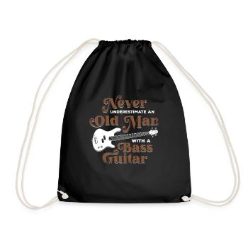 Vieil homme basse guitare basse basse guitariste cadeau - Sac de sport léger - noir - Devant