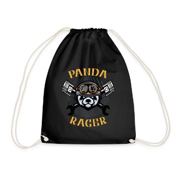 Panda Racer Motorradfahrer Biker Geschenk - Turnbeutel - Schwarz - Vorne
