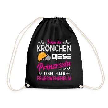 freiwillige Feuerwehr Feuerwehrfrau Mädchen Jugend - Turnbeutel - Schwarz - Vorne