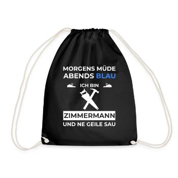 Zimmermann Zimmerei Geschenk Spruch Holz - Turnbeutel - Schwarz - Vorne