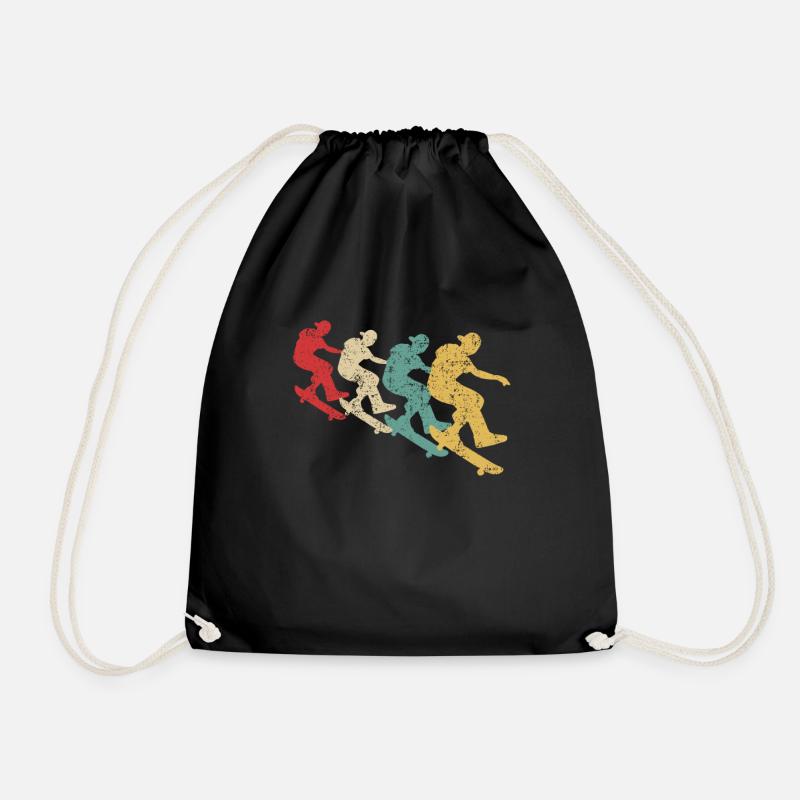 Skateboarding Skateboarder Skateboard Retro - Drawstring Bag - black