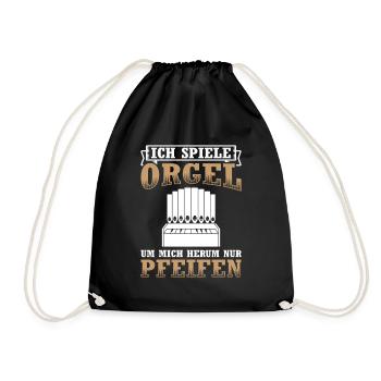 Ich Spiele Orgel Nur Pfeifen Organist Orgelspieler - Turnbeutel - Schwarz - Vorne