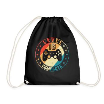 Level 18 Complete 18th Birthday Gift - Drawstring Bag - black - Front