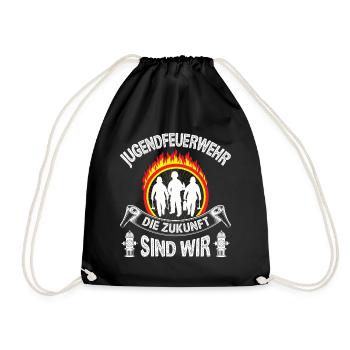 freiwillige Feuerwehr Jugendfeuerwehr Nachwuchs - Turnbeutel - Schwarz - Vorne
