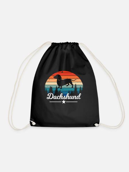 Vintage Dackel Retro Hunde Dackelliebhaber - Turnbeutel - Schwarz