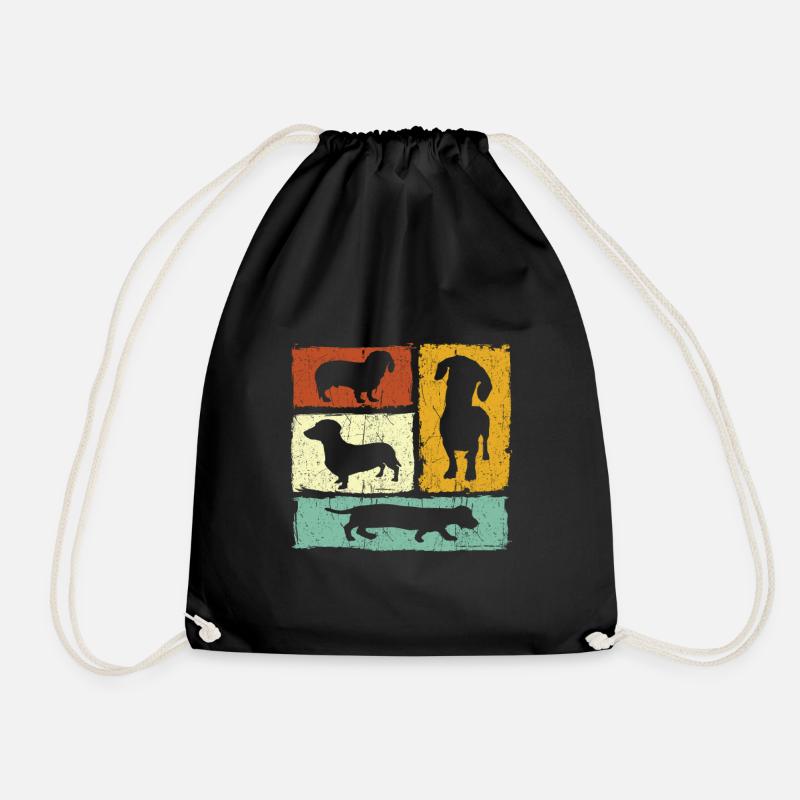 Dackel Hund Vintage Retro Geschenk - Turnbeutel - Schwarz