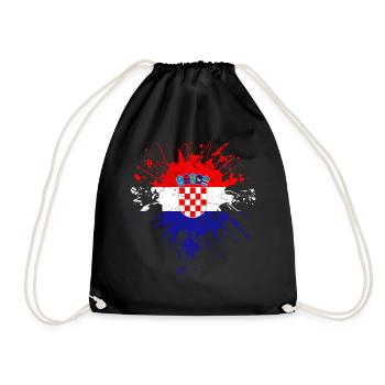 Kroatien Flagge - Turnbeutel - Schwarz - Vorne
