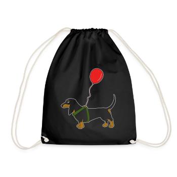 Dachshund with balloon dog lover gift - Drawstring Bag - black - Front