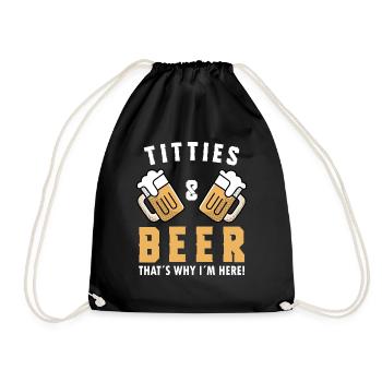 Titties & Beer Beer Party Alcohol - Drawstring Bag - black - Front